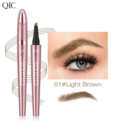 Waterproof 4 Tip Eyebrow Pen for Natural Defined Brows, Microblading Effect Brow Pencil with Fine Hair Strokes, Long Lasting Smudge Proof Makeup Tool .