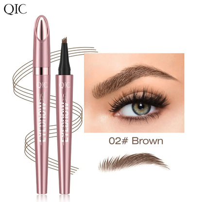 Waterproof 4 Tip Eyebrow Pen for Natural Defined Brows, Microblading Effect Brow Pencil with Fine Hair Strokes, Long Lasting Smudge Proof Makeup Tool .