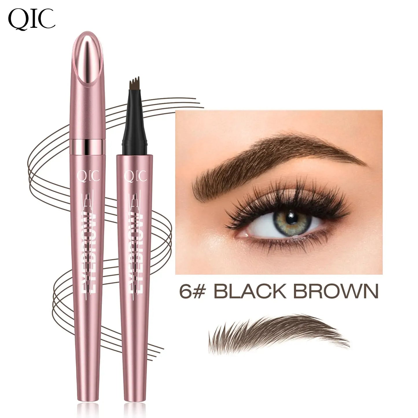 Waterproof 4 Tip Eyebrow Pen for Natural Defined Brows, Microblading Effect Brow Pencil with Fine Hair Strokes, Long Lasting Smudge Proof Makeup Tool .