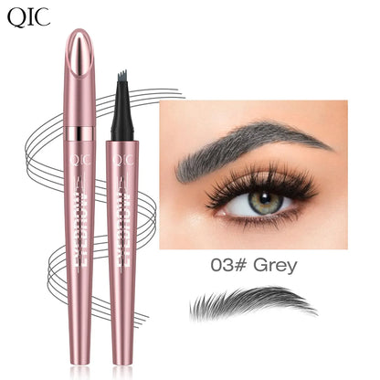 Waterproof 4 Tip Eyebrow Pen for Natural Defined Brows, Microblading Effect Brow Pencil with Fine Hair Strokes, Long Lasting Smudge Proof Makeup Tool .