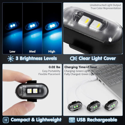 RGB Led Aircraft Strobe Light Remote Wireless Motorcycle Flash Light Warning Lights for   Bike Car Multifunctional