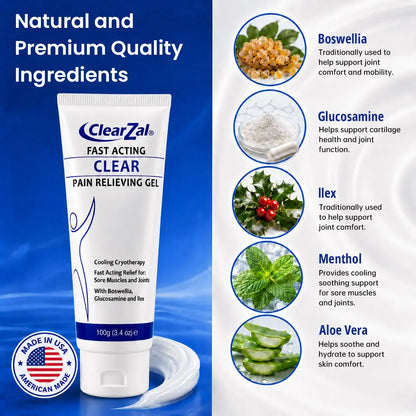 Clearzal Soothing Cooling Gel 100g, Relieving Body Gel, Cooling with Menthol and Frankincense, Helps Relieve Muscle Tension , Relax your waist, legs, knees, shoulders and neck to relieve fatigue, Sports Soothing Cooling Gel Body Care Lotions