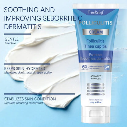 Botanical Folliculitis Cream, Soothing Moisturizer for Bumps on Face, Body & Scalp - Lightweight Moisture for Sensitive Skin, For Adults, 120g