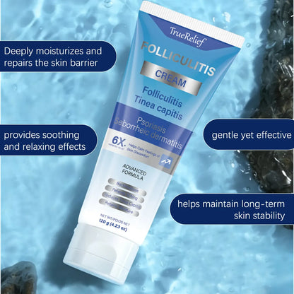 Botanical Folliculitis Cream, Soothing Moisturizer for Bumps on Face, Body & Scalp - Lightweight Moisture for Sensitive Skin, For Adults, 120g