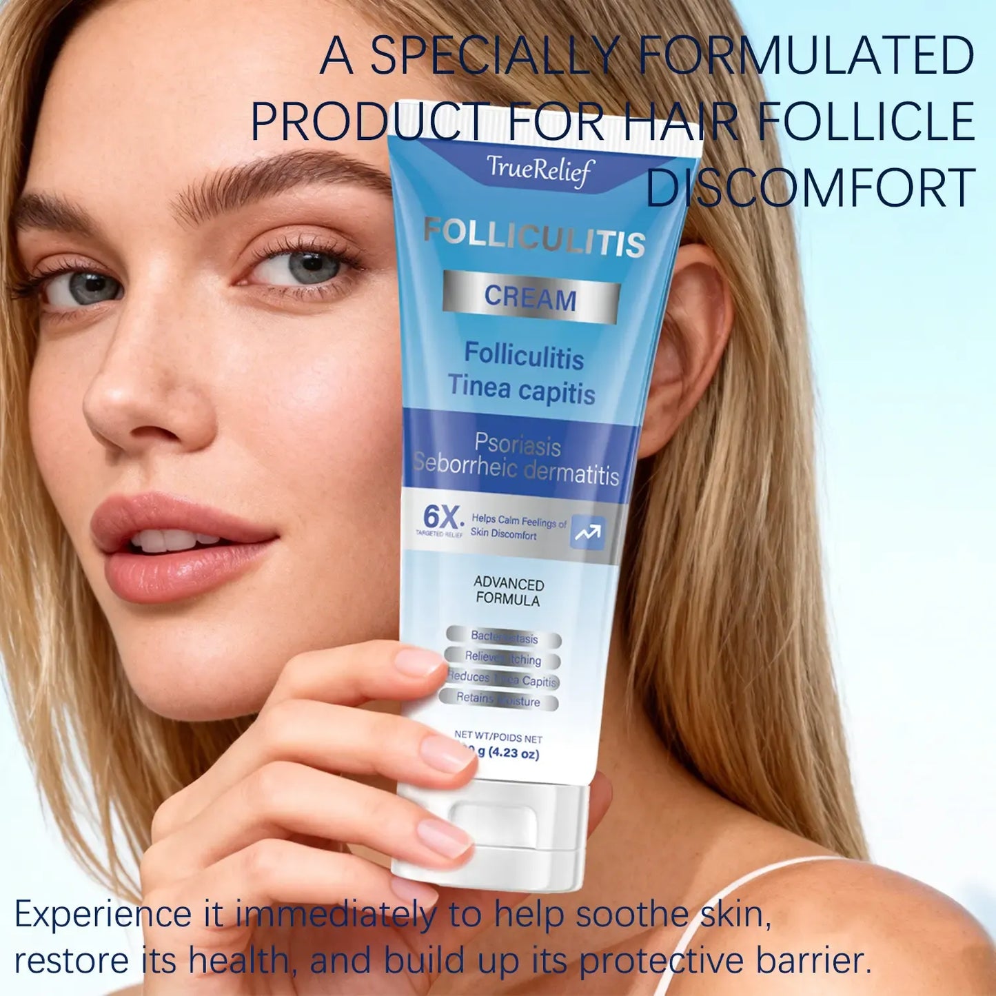 Botanical Folliculitis Cream, Soothing Moisturizer for Bumps on Face, Body & Scalp - Lightweight Moisture for Sensitive Skin, For Adults, 120g