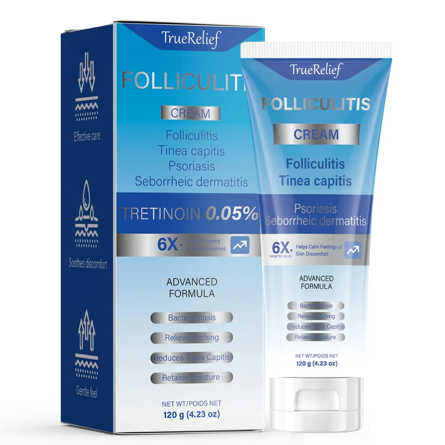Botanical Folliculitis Cream, Soothing Moisturizer for Bumps on Face, Body & Scalp - Lightweight Moisture for Sensitive Skin, For Adults, 120g