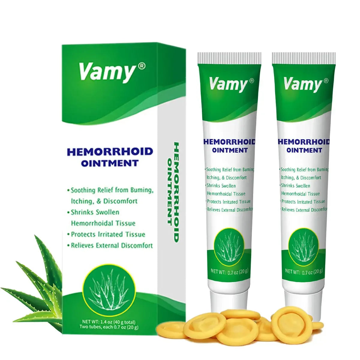 Organic Hemorrhoid Treatment Cream-Gel with Soothing Aloe Vera, Anti-Itch Relief for Pain & Swelling, Alcohol-Free Formula for Sensitive Skin, Unisex, 1.4 oz with Finger Cots