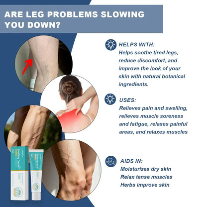 Leg Relief Gentle Herbal Varicose VeinsCream-External Use for Pain, Swelling, and Vein Repair |Soothing Massage Lotion for Body & SkinComfort-30g