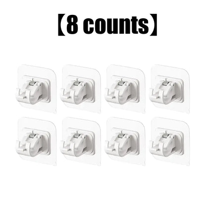 A set of 8PCS Curtain Rod Brackets with Clips,Transparent Drapery Hooks,Rod Hanging,Adjustable Rods Holder