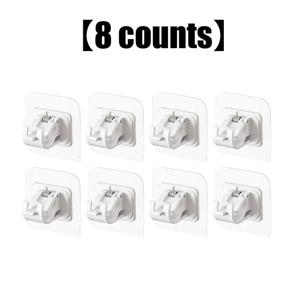 A set of 8PCS Curtain Rod Brackets with Clips,Transparent Drapery Hooks,Rod Hanging,Adjustable Rods Holder