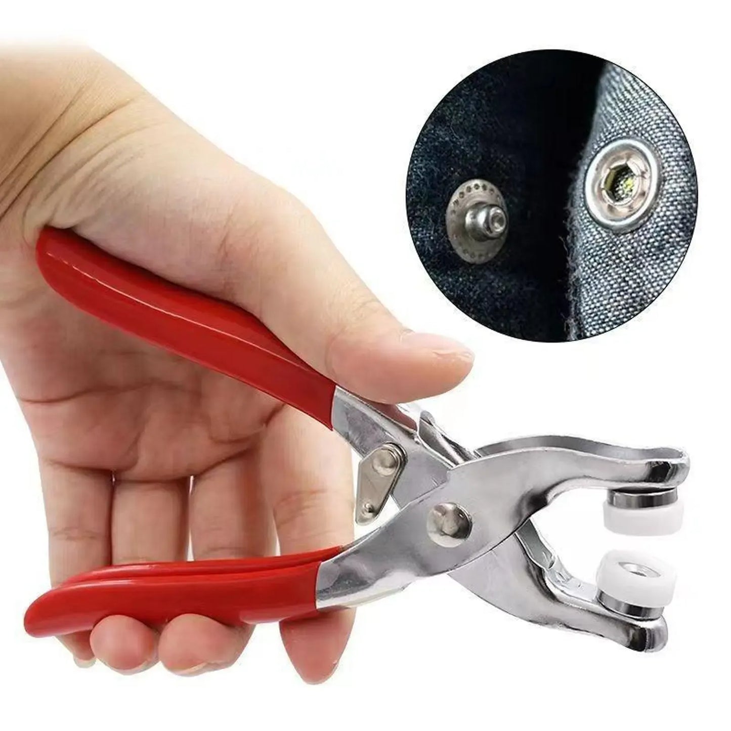 Buttons & Pliers Tool Kit,Including 100pcs Invisible Colored Metal Buckle & 1 Count Manual Pressure Pliers
