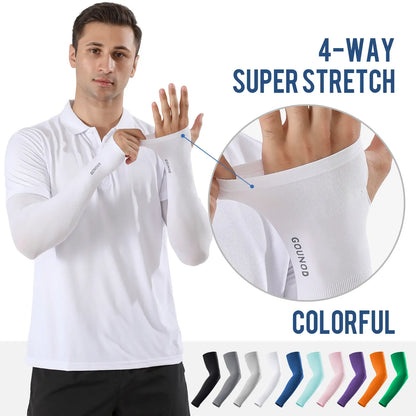 Sun Protection UV Garden Arm Sleeves with Thumb Hole Watch Hole for Men Women UPF 50+ Compression Cooling Football Sleeves Breast Cancer Awareness fallfreshness sport gloves
