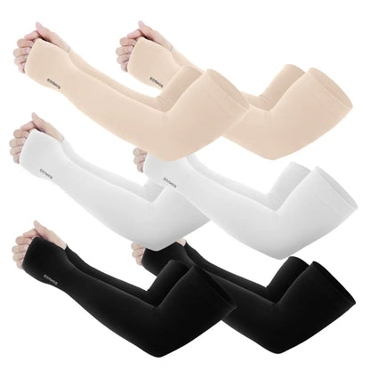 Sun Protection UV Garden Arm Sleeves with Thumb Hole Watch Hole for Men Women UPF 50+ Compression Cooling Football Sleeves Breast Cancer Awareness fallfreshness sport gloves