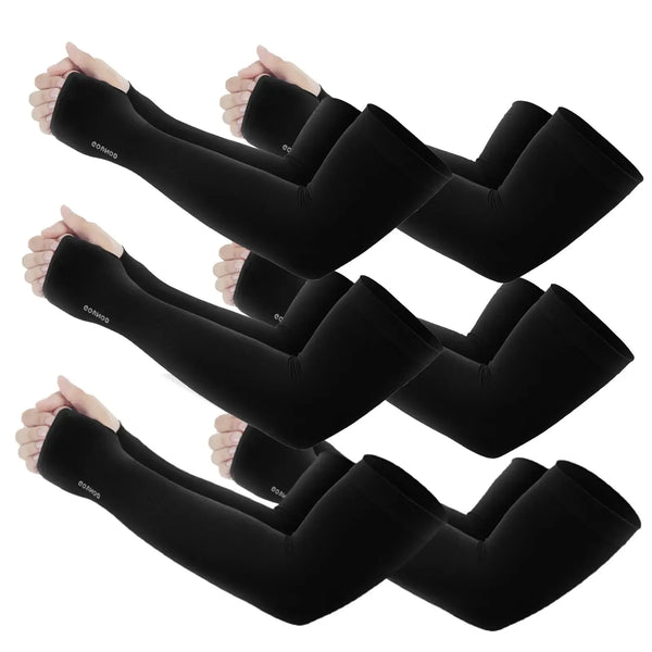 Sun Protection UV Garden Arm Sleeves with Thumb Hole Watch Hole for Men Women UPF 50+ Compression Cooling Football Sleeves Breast Cancer Awareness fallfreshness sport gloves