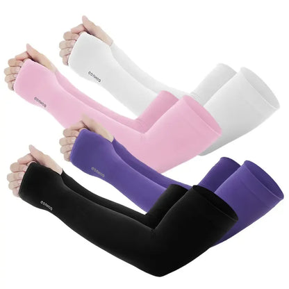 Sun Protection UV Garden Arm Sleeves with Thumb Hole Watch Hole for Men Women UPF 50+ Compression Cooling Football Sleeves Breast Cancer Awareness fallfreshness sport gloves