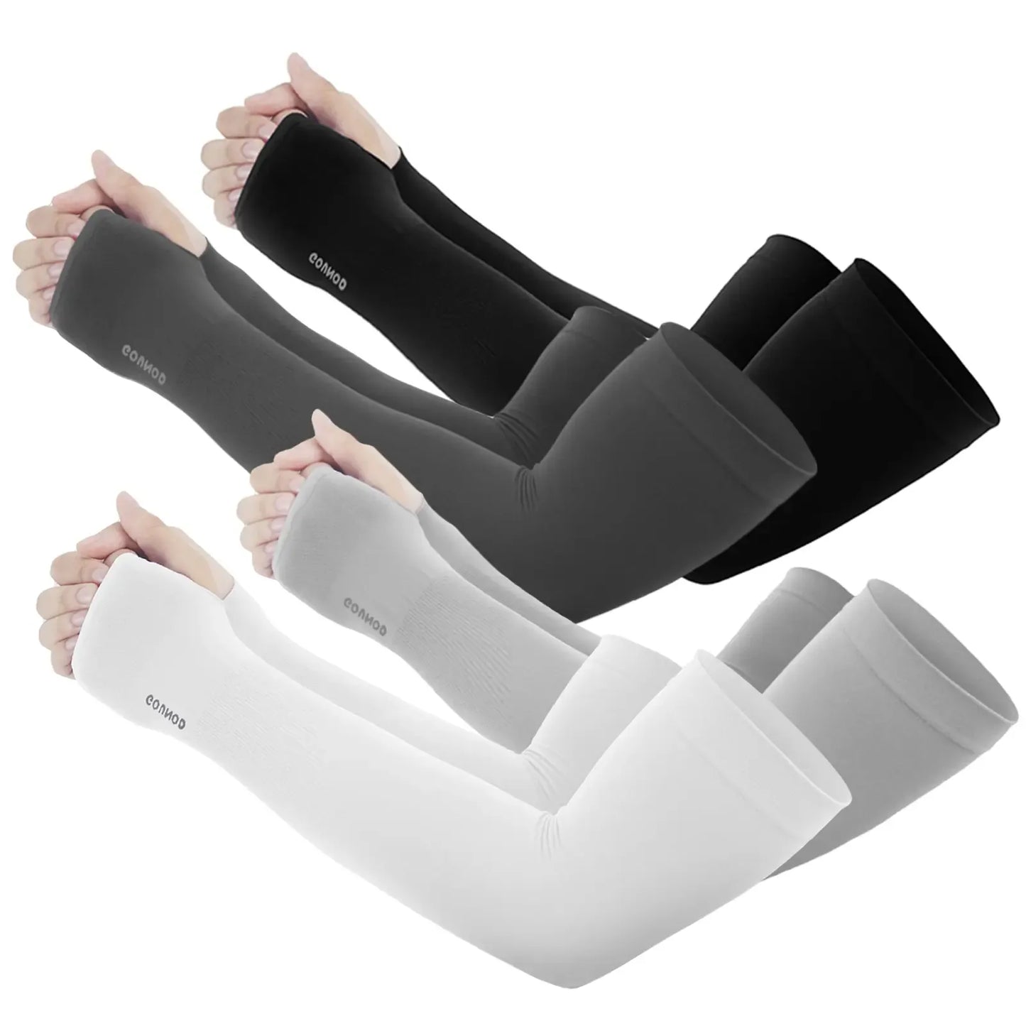 Sun Protection UV Garden Arm Sleeves with Thumb Hole Watch Hole for Men Women UPF 50+ Compression Cooling Football Sleeves Breast Cancer Awareness fallfreshness sport gloves