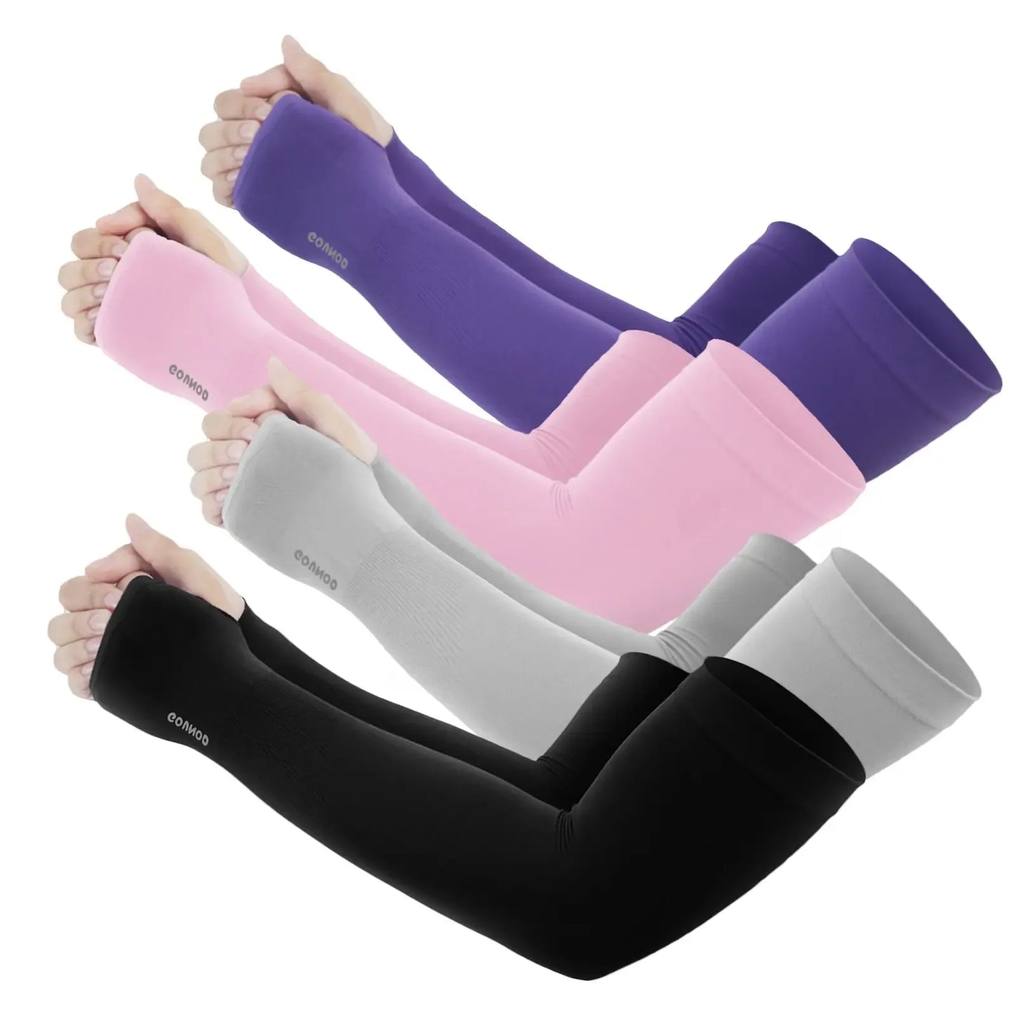 Sun Protection UV Garden Arm Sleeves with Thumb Hole Watch Hole for Men Women UPF 50+ Compression Cooling Football Sleeves Breast Cancer Awareness fallfreshness sport gloves