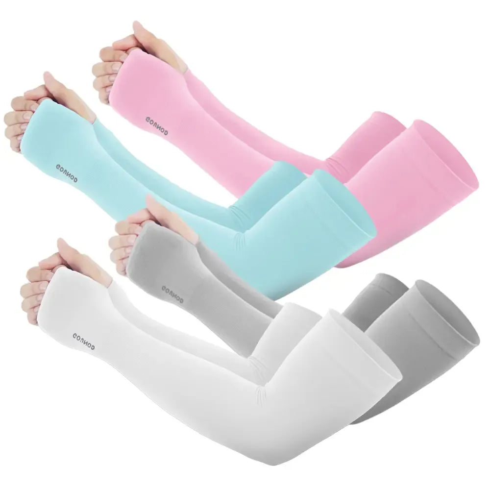 Sun Protection UV Garden Arm Sleeves with Thumb Hole Watch Hole for Men Women UPF 50+ Compression Cooling Football Sleeves Breast Cancer Awareness fallfreshness sport gloves