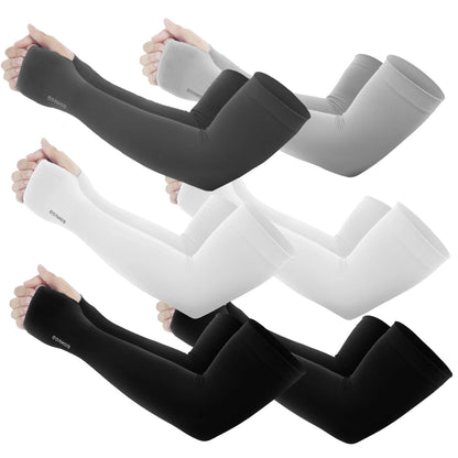 Sun Protection UV Garden Arm Sleeves with Thumb Hole Watch Hole for Men Women UPF 50+ Compression Cooling Football Sleeves Breast Cancer Awareness fallfreshness sport gloves