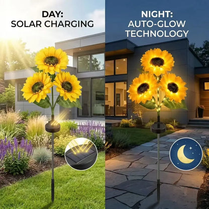 LED Solar Sunflower Garden Stake Lights - 2/4/6 Packs, 14cm Large Flower Heads, 65cm Tall, IP65 Waterproof Realistic Decor for Lawn, Patio, Light