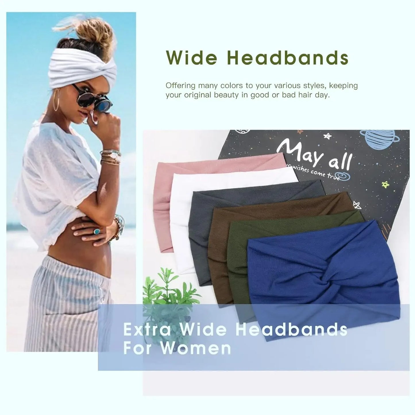 6 Pack Boho Wide Headbands for Women