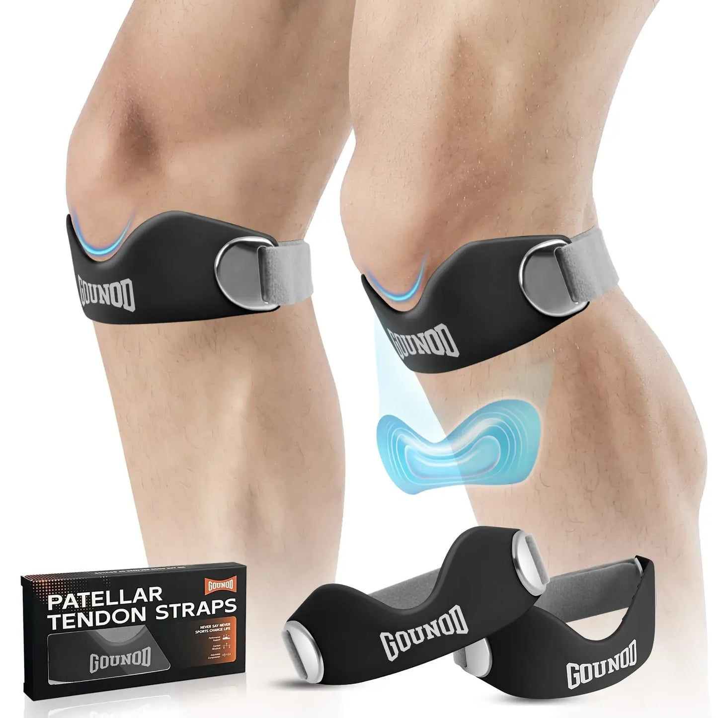 Silicone Patella Knee Strap, Adjustable Patellar Tendon Support