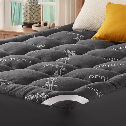 Bamboo Mattress Topper – Cooling Pillow Top Pad with Deep Pocket