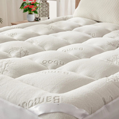 Bamboo Mattress Topper – Cooling Pillow Top Pad with Deep Pocket