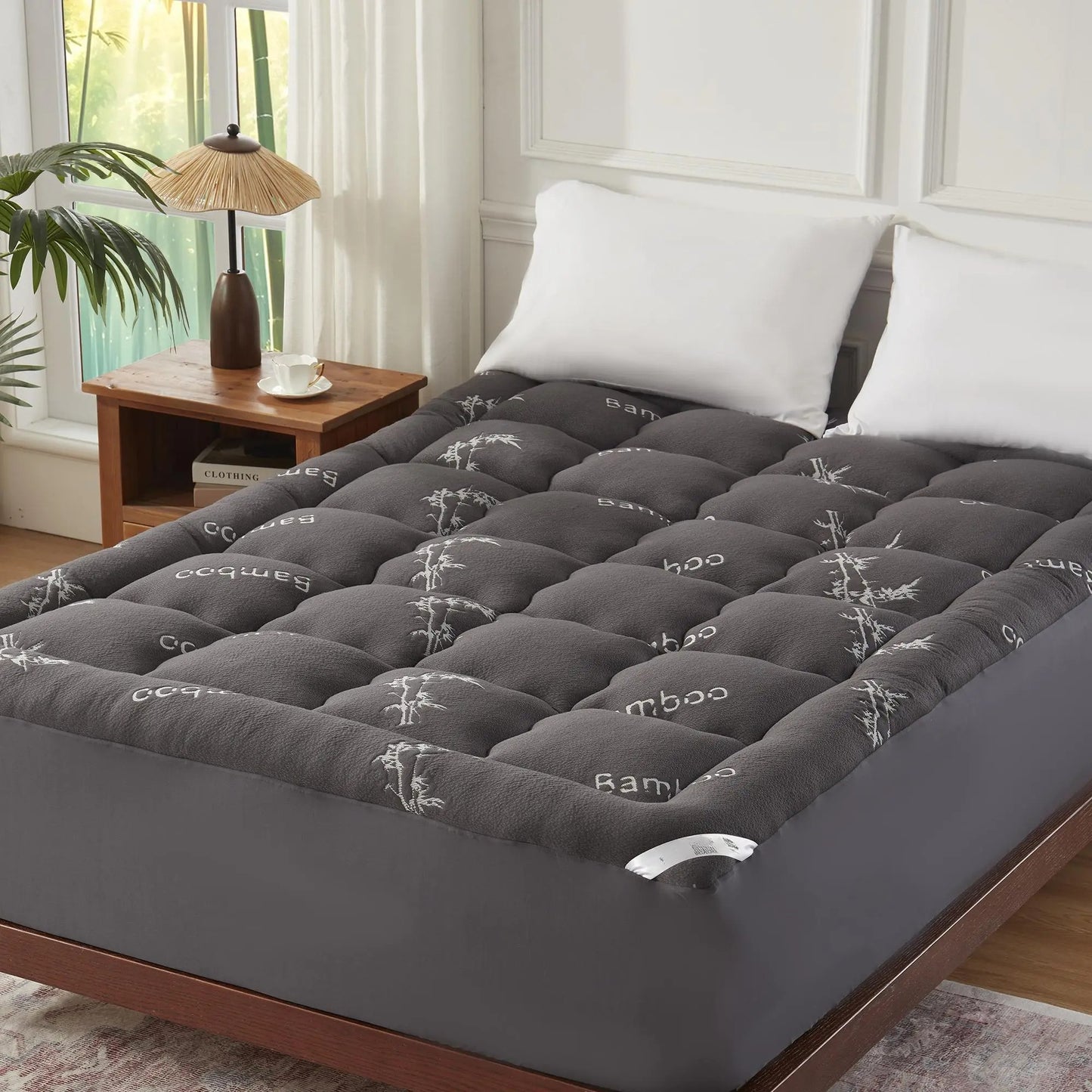 Bamboo Mattress Topper – Cooling Pillow Top Pad with Deep Pocket