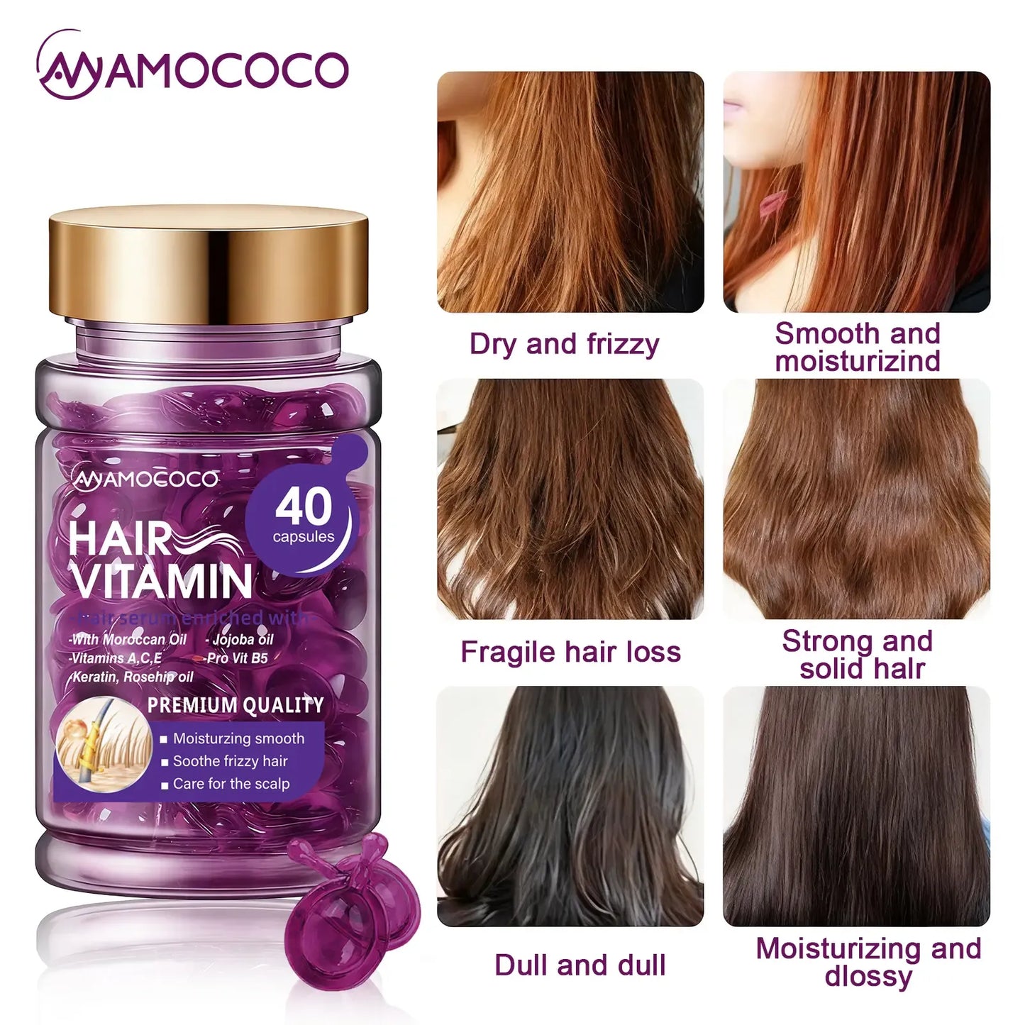 Hair Vitamin Capsules – Violet Vitamins & Argan Oil, 40 Capsules