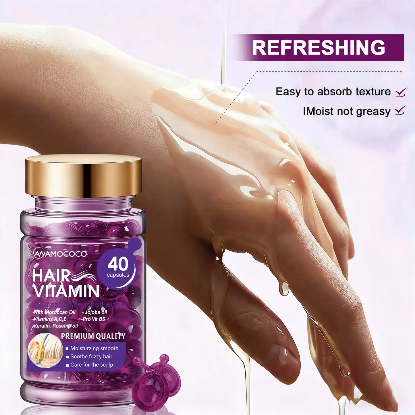 Hair Vitamin Capsules – Violet Vitamins & Argan Oil, 40 Capsules