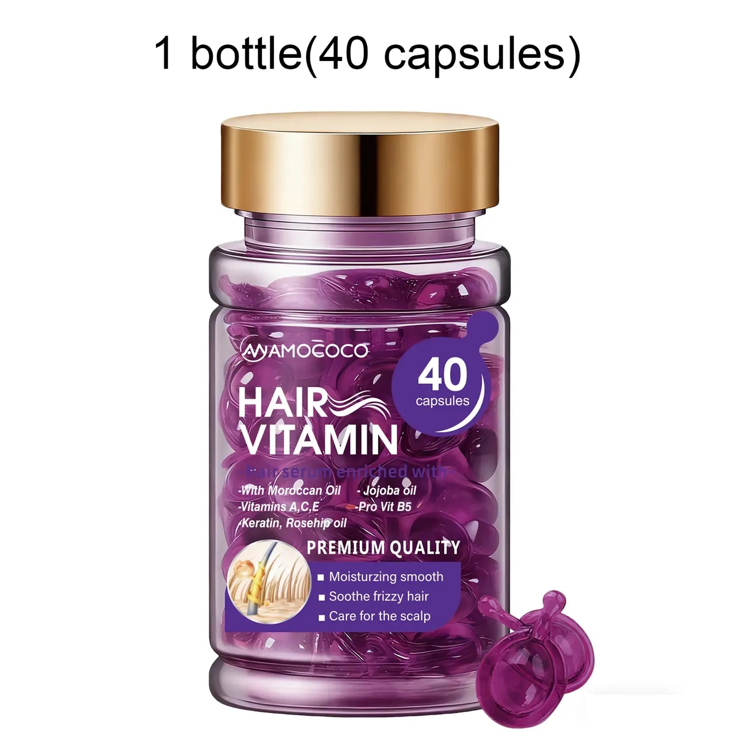 Hair Vitamin Capsules – Violet Vitamins & Argan Oil, 40 Capsules