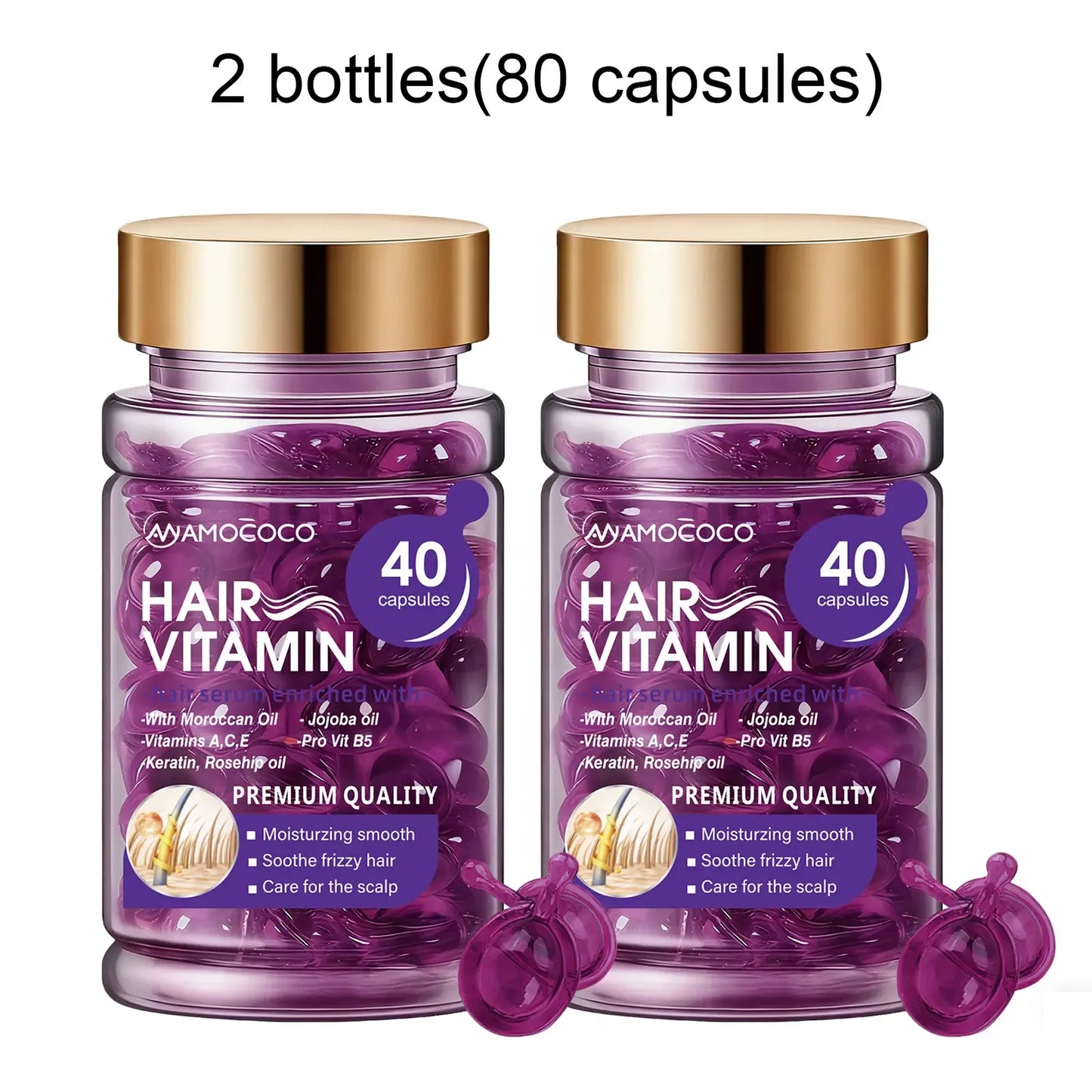 Hair Vitamin Capsules – Violet Vitamins & Argan Oil, 40 Capsules