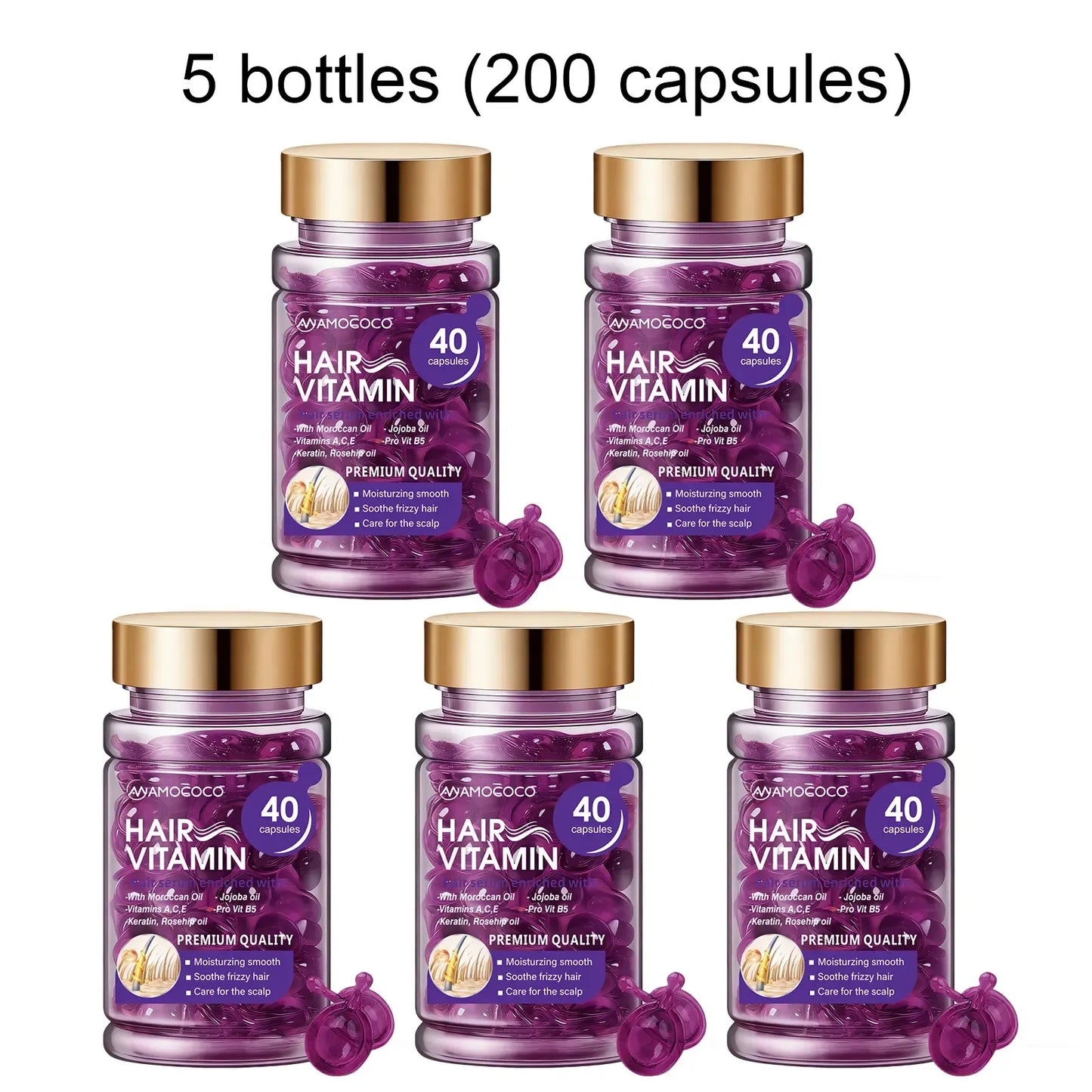Hair Vitamin Capsules – Violet Vitamins & Argan Oil, 40 Capsules