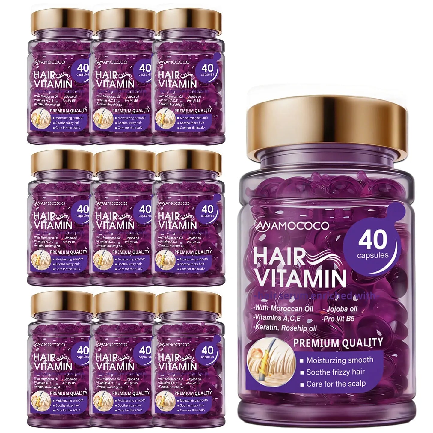 Hair Vitamin Capsules – Violet Vitamins & Argan Oil, 40 Capsules
