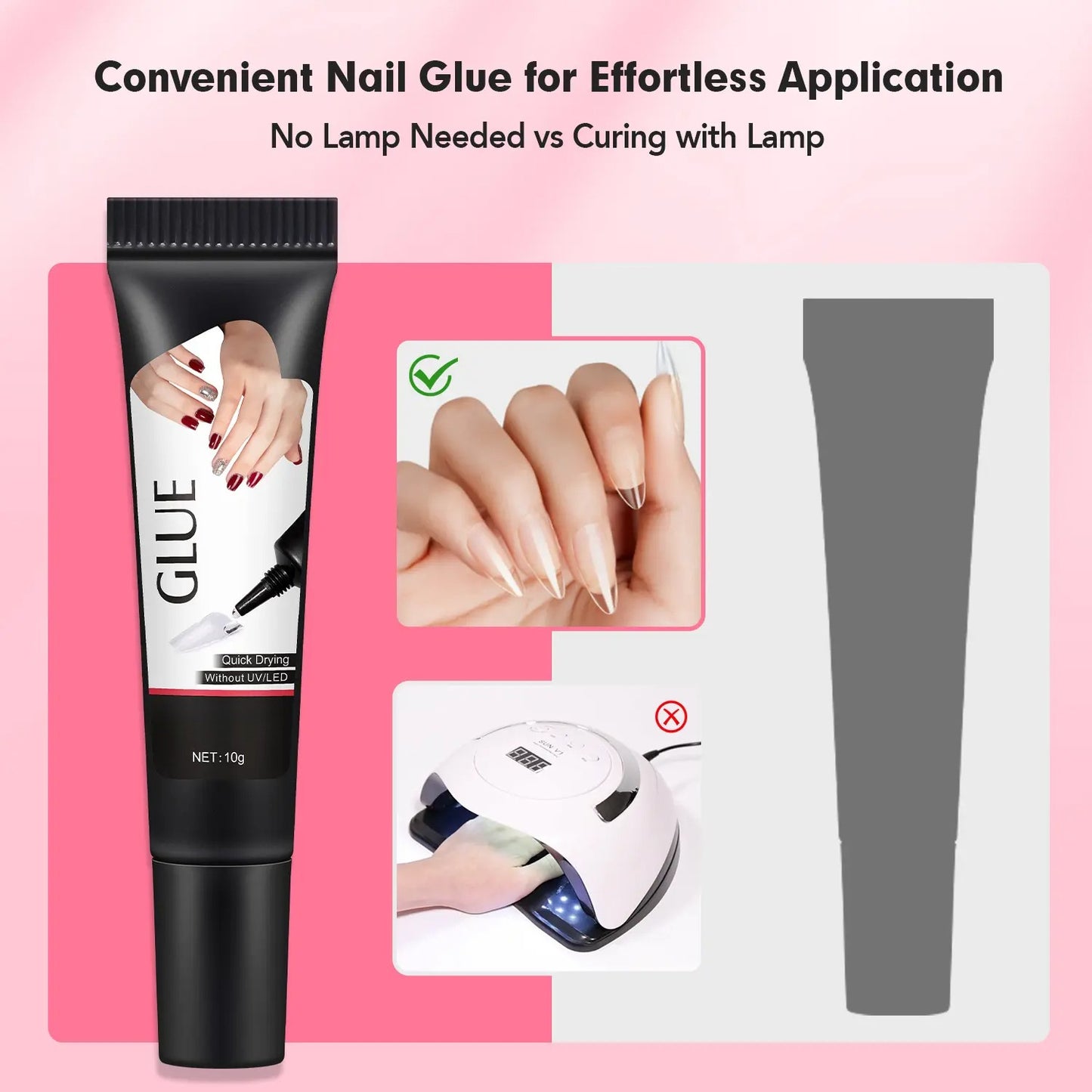 Newly Upgraded 10g Quick-Drying Semi-Solid Nail Glue with 10ml Remover – Long-Lasting Adhesive Gel for Press-On Nails, Acrylic Tips, and Salon-Quality Nail Kits – Easy Application, No UV Lamp Needed for Home or Salon Use