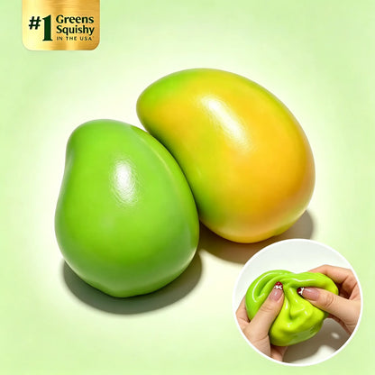 Handmade Viral Color Changing Mango Squishy, Crunchy ASMR Stress Ball (Green to Yellow),  Heat-Activated Bead Filled Fidget Toy
