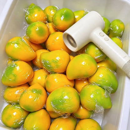 Handmade Viral Color Changing Mango Squishy, Crunchy ASMR Stress Ball (Green to Yellow),  Heat-Activated Bead Filled Fidget Toy