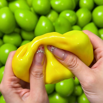 Handmade Viral Color Changing Mango Squishy, Crunchy ASMR Stress Ball (Green to Yellow),  Heat-Activated Bead Filled Fidget Toy