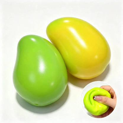 Handmade Viral Color Changing Mango Squishy, Crunchy ASMR Stress Ball (Green to Yellow),  Heat-Activated Bead Filled Fidget Toy