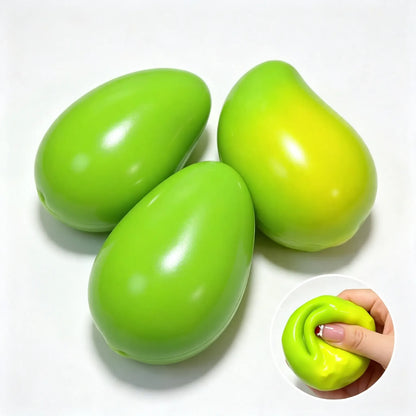 Handmade Viral Color Changing Mango Squishy, Crunchy ASMR Stress Ball (Green to Yellow),  Heat-Activated Bead Filled Fidget Toy