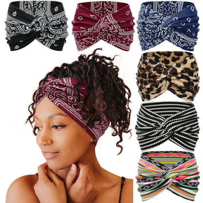 6 Pack Boho Wide Headbands for Women