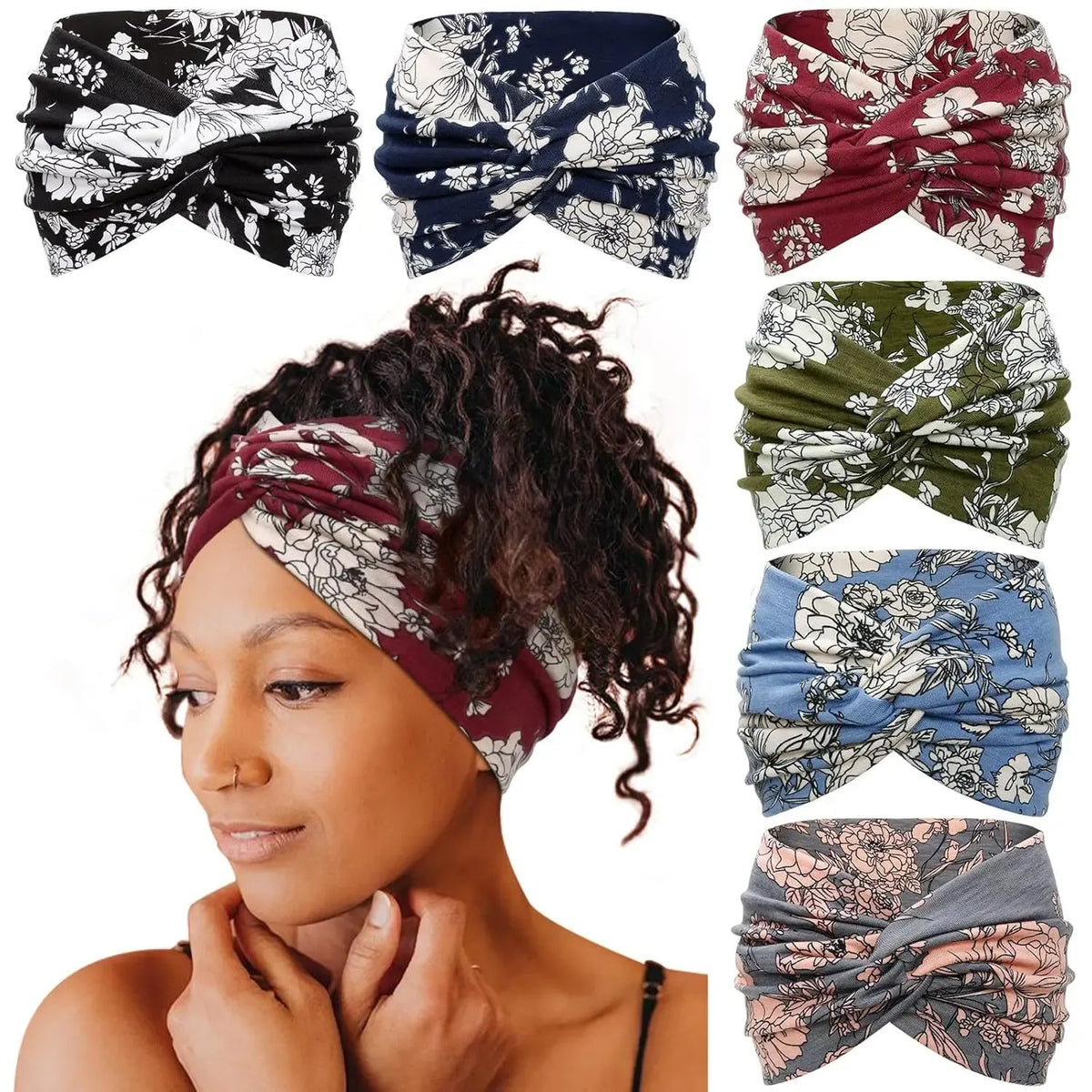 6 Pack Boho Wide Headbands for Women