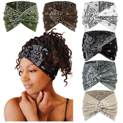 6 Pack Boho Wide Headbands for Women