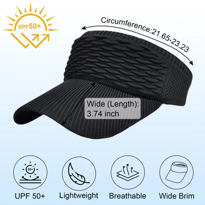 2Pcs Women's High Ponytail Sun Visor Hat | Aesthetic Breathable Open-Top UV Protection Cap | Birthday Gift for Her Running Hiking Beach Travel Outdoor Daily Wear