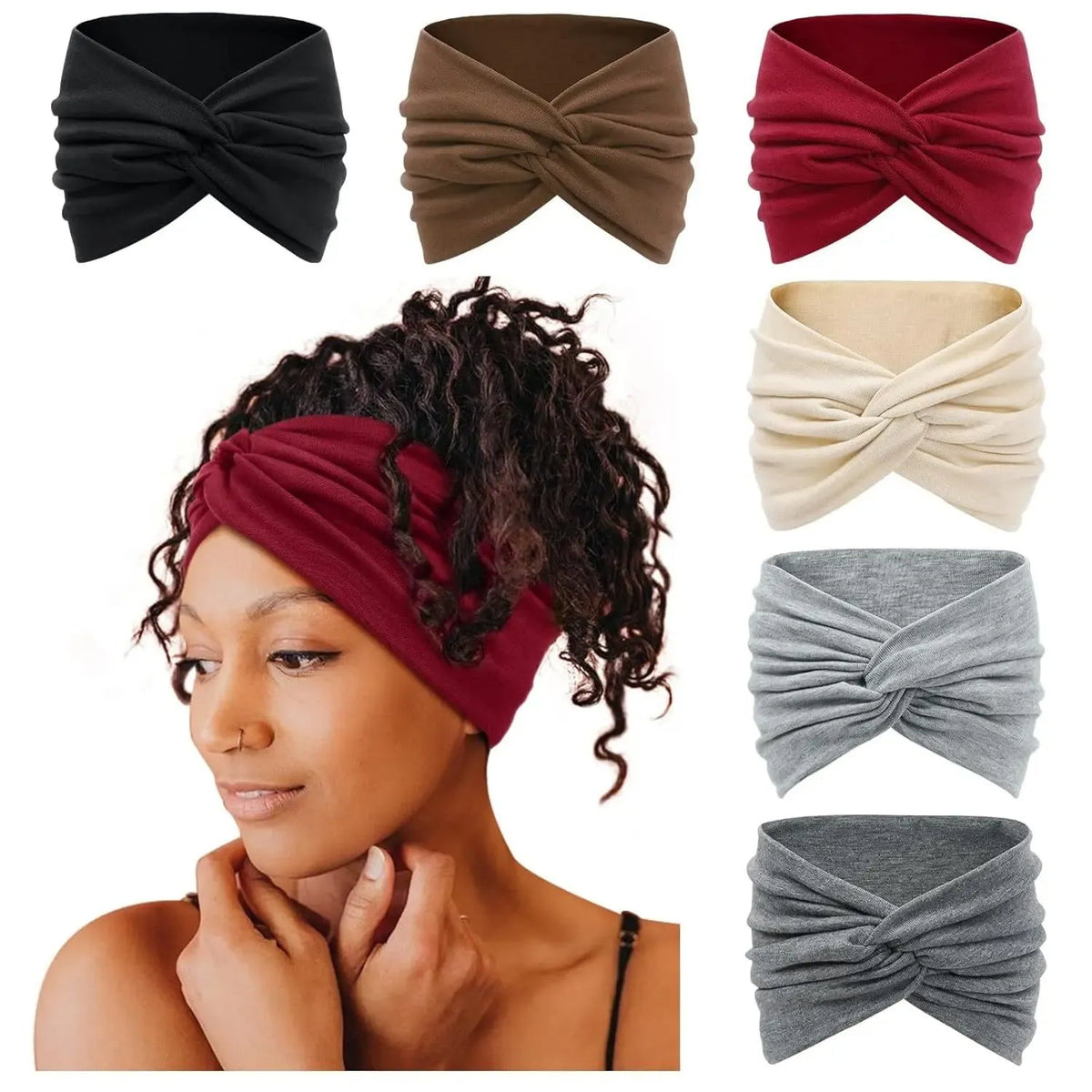 6 Pack Boho Wide Headbands for Women