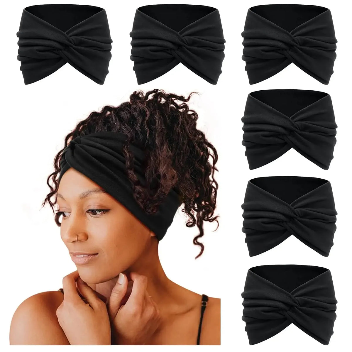 6 Pack Boho Wide Headbands for Women