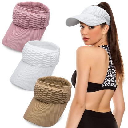 2Pcs Women's High Ponytail Sun Visor Hat | Aesthetic Breathable Open-Top UV Protection Cap | Birthday Gift for Her Running Hiking Beach Travel Outdoor Daily Wear
