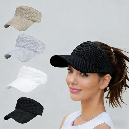 2Pcs Women's High Ponytail Sun Visor Hat | Aesthetic Breathable Open-Top UV Protection Cap | Birthday Gift for Her Running Hiking Beach Travel Outdoor Daily Wear
