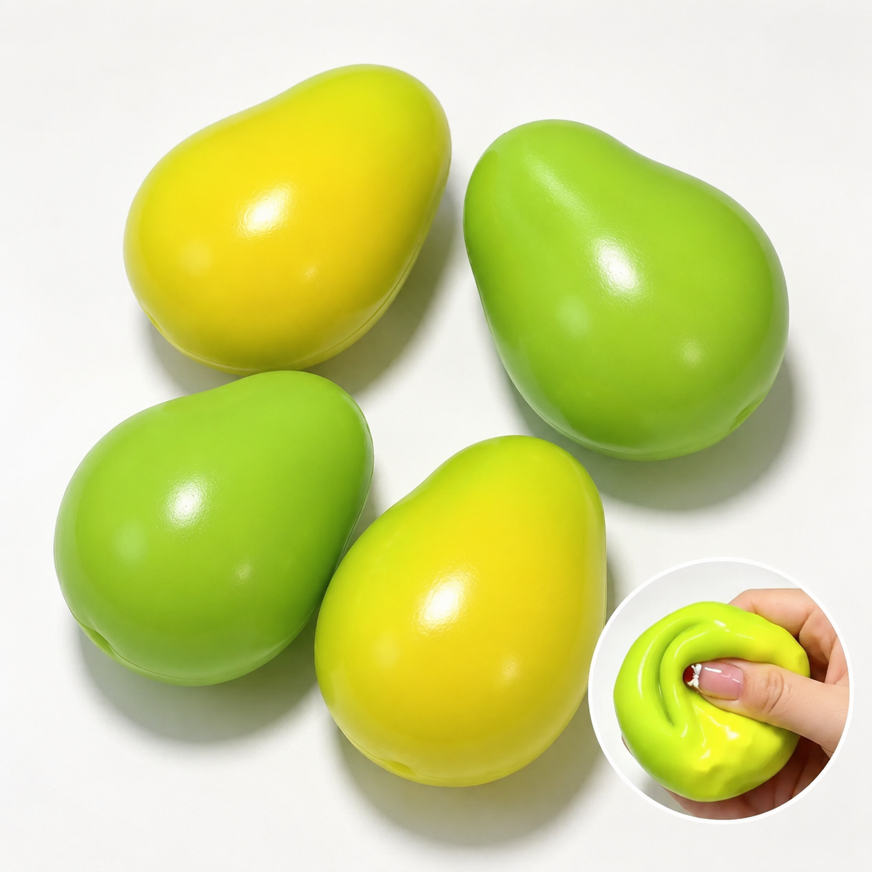 Handmade Viral Color Changing Mango Squishy, Crunchy ASMR Stress Ball (Green to Yellow),  Heat-Activated Bead Filled Fidget Toy